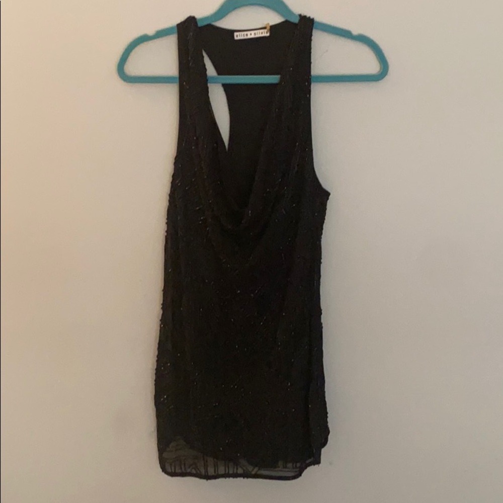 Alice and Olivia beaded black dress